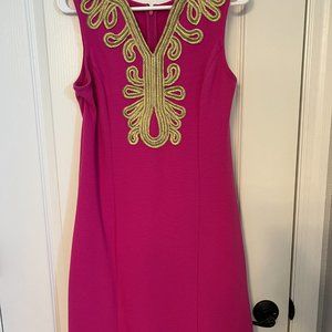 Crown and Ivy Pink and Gold Embroidered Dress M